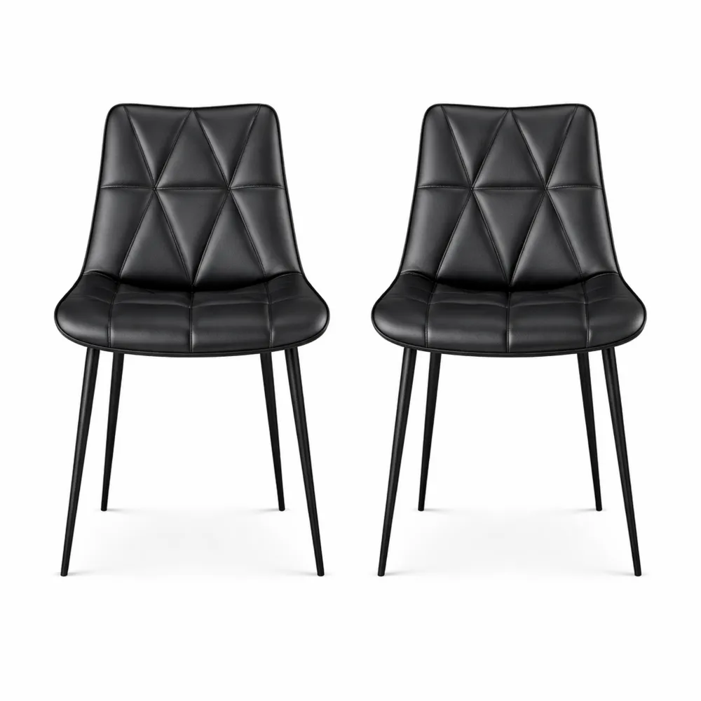 Ensemble de chaises confortables pour salle à manger, capacité 200 kg, rembourrage doux, pieds en polyuréthane, montage simple, coloris noir