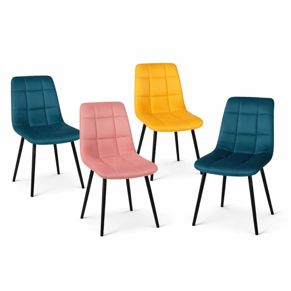 Ensemble de 4 chaises en velours multicolores
