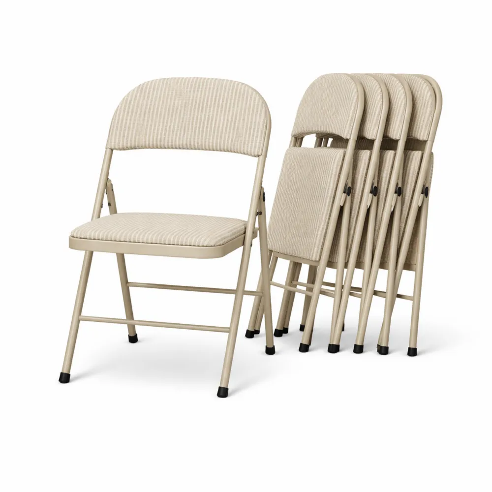 Chaises pliantes de salle à manger avec coussin en lin, lot de 6