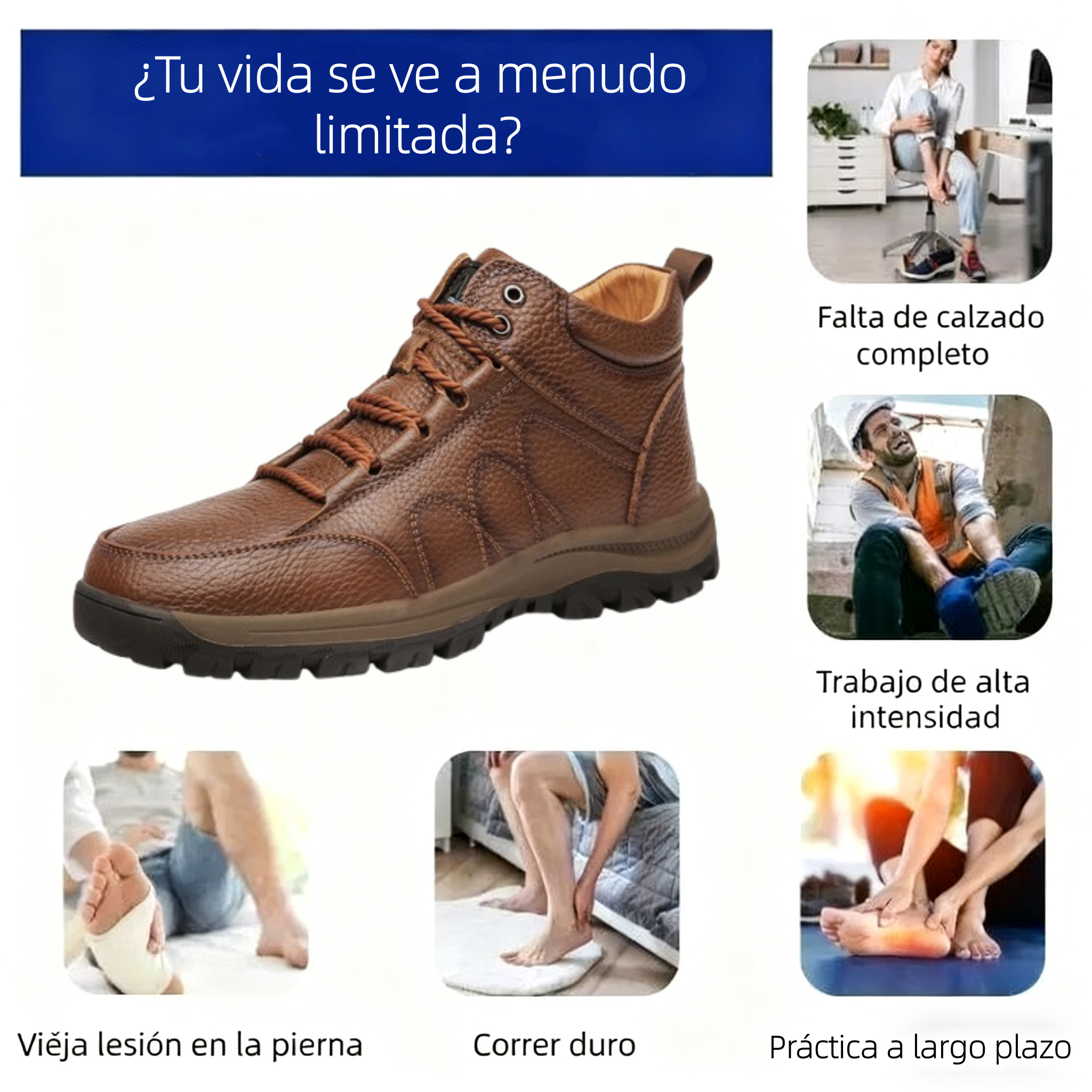 🎁Oferta por tiempo limitado🐂 Zapatos ortopédicos para hombre, hechos de piel de becerro australiana👞 Cosidos a mano, impermeables y antideslizantes✅, con soporte para el arco: caminar cómodamente.
