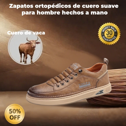 🔥 ¡50% DE DESCUENTO! ⏰ Zapatos ortopédicos para hombre de diseño ergonómico — Confeccionados en piel de ternera ✅ Suaves, cómodos y con un soporte excelente 🦶 — Alivian eficazmente el dolor de pies