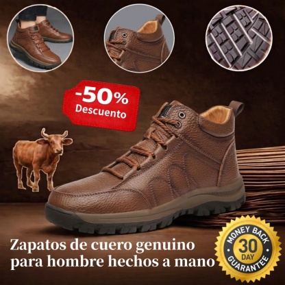 🎁Oferta por tiempo limitado🐂 Zapatos ortopédicos para hombre, hechos de piel de becerro australiana👞 Cosidos a mano, impermeables y antideslizantes✅, con soporte para el arco: caminar cómodamente.