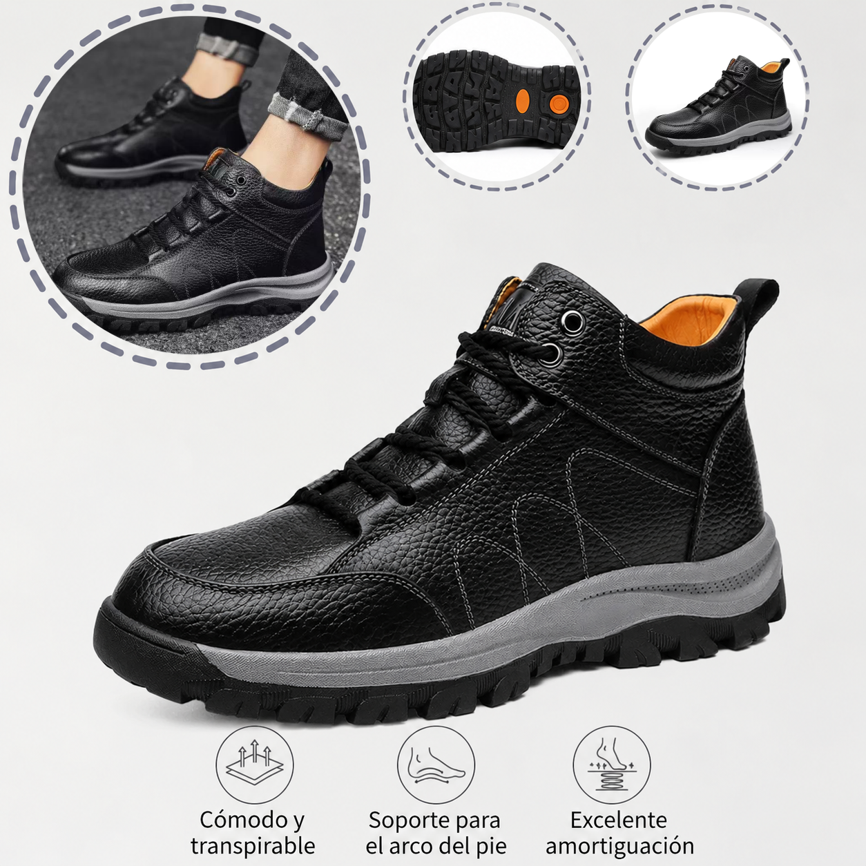🎁Oferta por tiempo limitado🐂 Zapatos ortopédicos para hombre, hechos de piel de becerro australiana👞 Cosidos a mano, impermeables y antideslizantes✅, con soporte para el arco: caminar cómodamente.