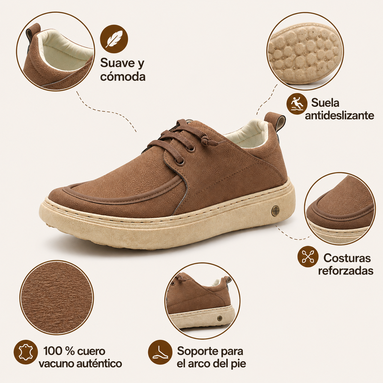 🎉 ¡50% de descuento hoy! Zapatos ortopédicos cómodos para hombre 🐂 Hechos con auténtica piel de vaca australiana 👞 Alivian el dolor de pies - Soporte para el arco ✅ Cómodos para caminar todo el día
