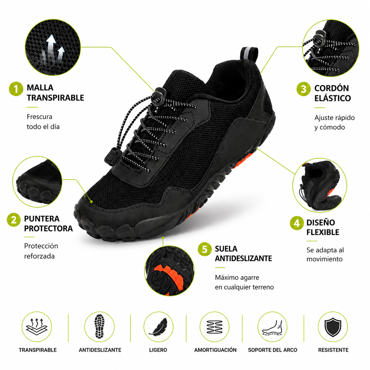 ⏰Último día, 50% de descuento - no te lo pierdas ✅️Zapatos descalzos cómodos, soporte para el arco, alivia el dolor de pie - diseño ergonómico ✅️Antideslizante y resistente al desgaste