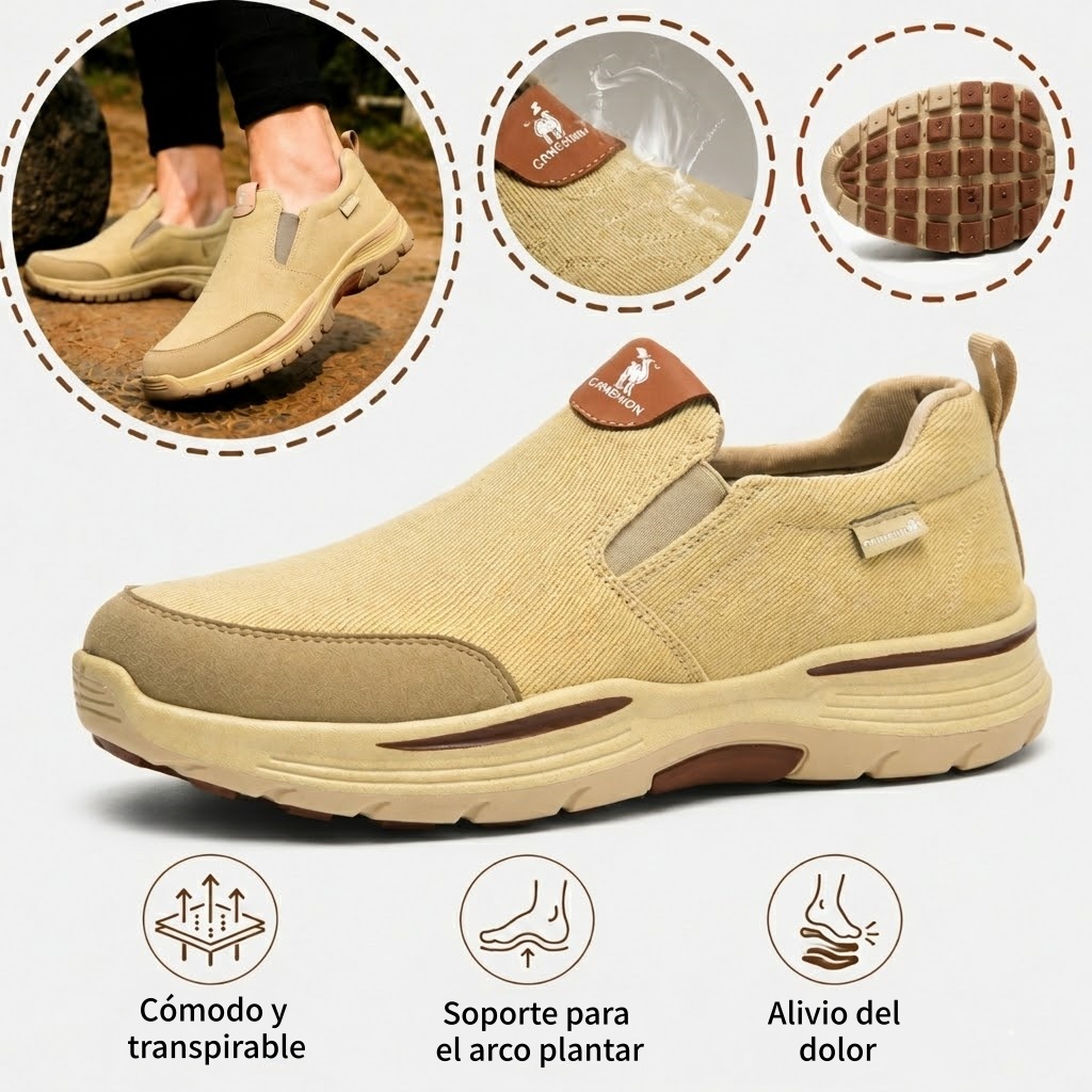 🔥 Oferta especial — Zapatos ortopédicos con diseño ergonómico ⏰ Zapatillas de lona ligeras y transpirables 👞 Soporte para el arco plantar para caminar con mayor comodidad.