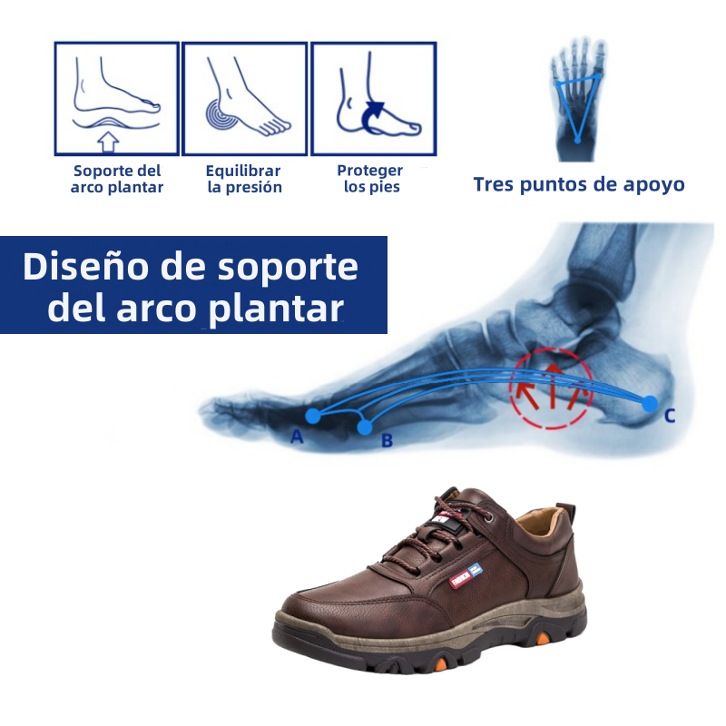 (🎉Último día 50% de descuento, no te lo pierdas) 🐂 Zapatos ortopédicos de piel de becerro australiana para hombre 👞Cosidos a mano, transpirables ✅Soporte de arco: caminar cómodo