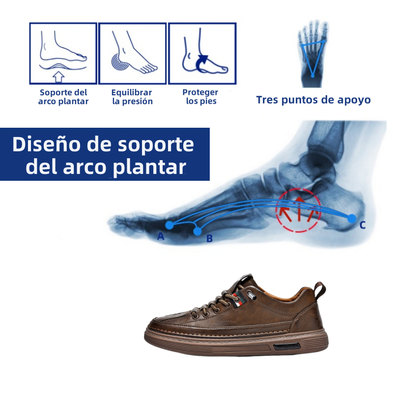 (🎉 Último día 70% de descuento, no te lo pierdas) 🐂 Zapatos ortopédicos de piel de becerro australiana para hombre 👞 Cosidos a mano, transpirables ✅ Soporte de arco: caminar cómodo