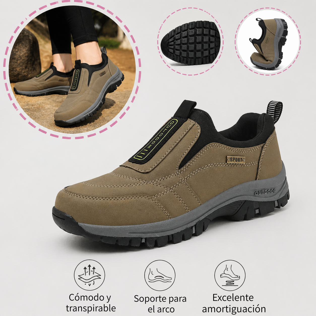 🎁 Oferta especial: 50% 🎁 Zapatos ortopédicos para caminar para hombre — Zapatos de gamuza cosidos a mano 👟 Impermeables y antideslizantes ✅ Soporte para el arco — Caminar cómodamente.