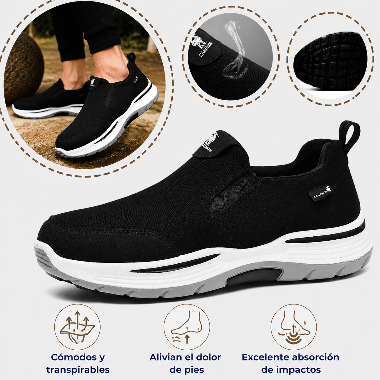 🔥 Zapatos ortopédicos de diseño ergonómico ⏰ Zapatos de lona ligeros y transpirables 👞 Proporcionan soporte para el arco para caminar sin dolor
