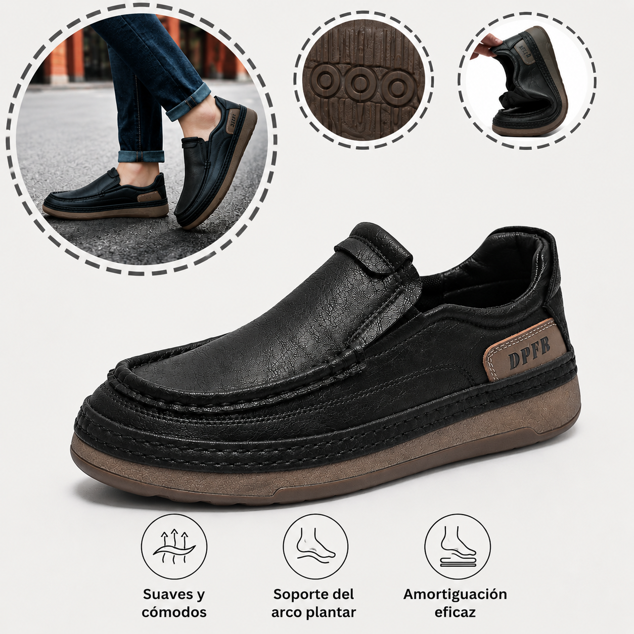 🎉 ¡50% de descuento hoy! Zapatos ortopédicos de cuero genuino para hombre 🐂 Hechos con auténtica piel de vaca australiana 👞 Alivian el dolor de pies - Soporte para el arco ✅ Adecuados para caminar todo el día