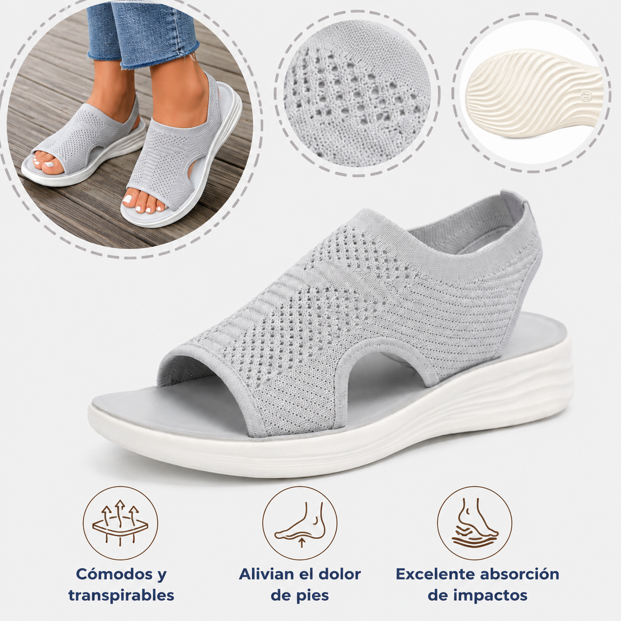 ⏰ ¡50% de descuento hoy! 👡 Sandalias cómodas con soporte para el arco plantar 🦶 Diseño ergonómico para caminar cómodamente todo el día ✅