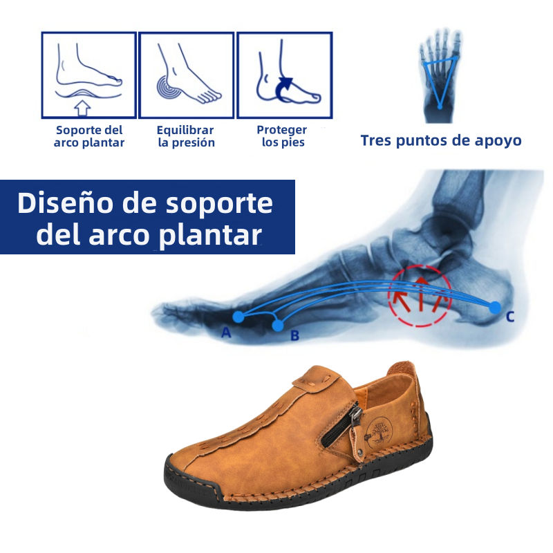 (🎉50% de descuento hoy, no te lo pierdas) 🐂 Zapatos ortopédicos de piel de becerro australiana para hombre 👞Cosidos a mano ✅Soporte de arco: caminar