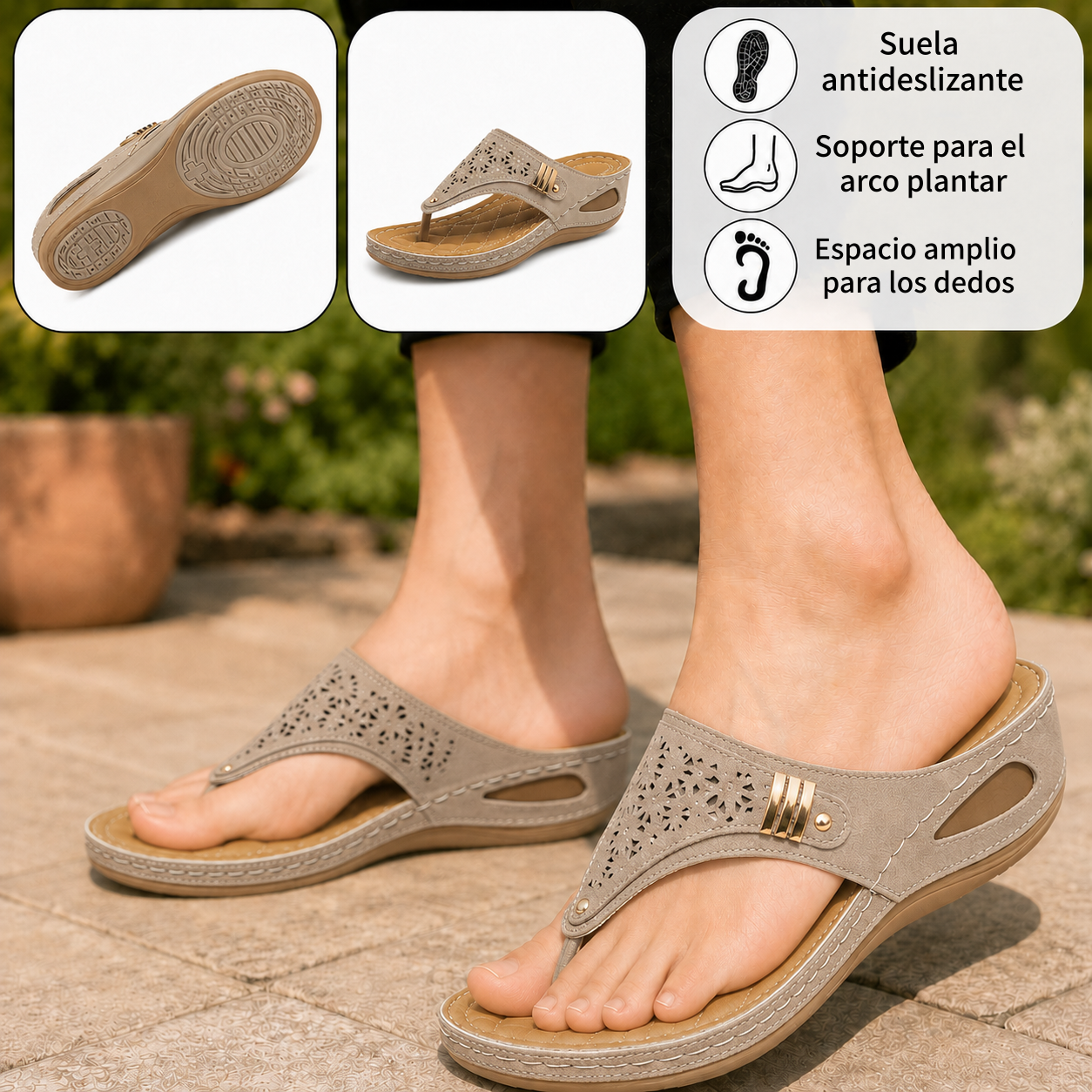 ⏰ ¡Último día! ¡50 % de descuento! ¡No te lo pierdas! ✅️ Sandalias cómodas con soporte para el arco del pie: alivian el dolor de pies y cuentan con un diseño ergonómico.
