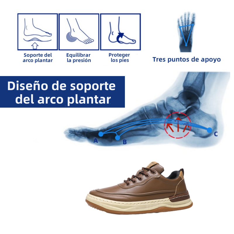 (🎉50% de descuento hoy, no te lo pierdas) 🐂 Zapatos ortopédicos de piel de becerro australiana para hombre 👞Cosidos a mano, impermeables y antideslizantes ✅Soporte de arco: Caminar cómodo