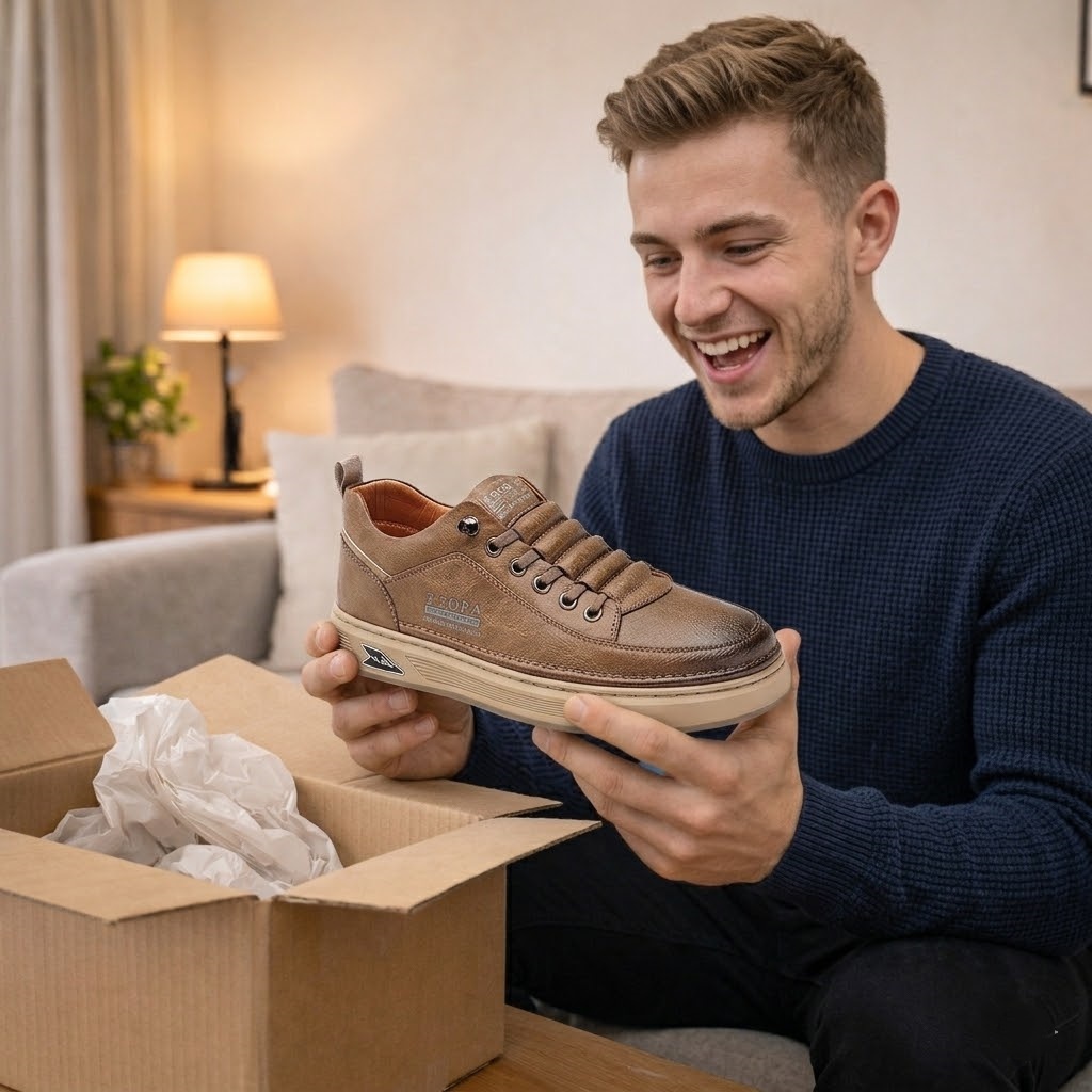 🔥 ¡50% DE DESCUENTO! ⏰ Zapatos ortopédicos para hombre de diseño ergonómico — Confeccionados en piel de ternera ✅ Suaves, cómodos y con un soporte excelente 🦶 — Alivian eficazmente el dolor de pies