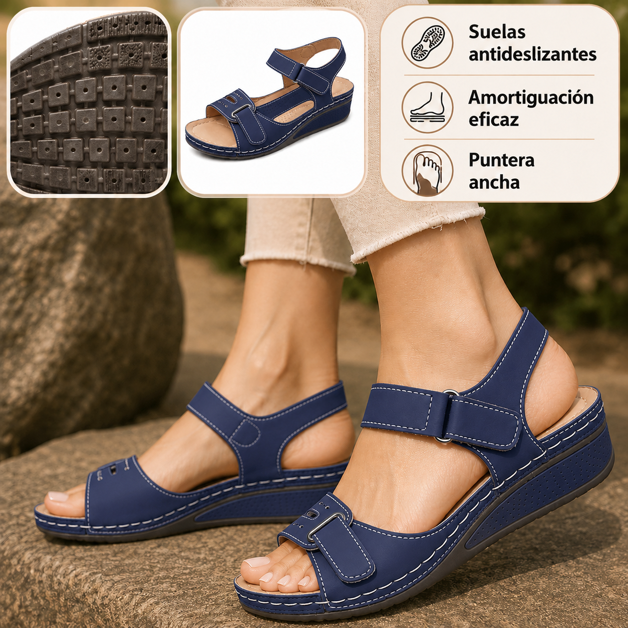 🔥50% de descuento hoy - ¡No te lo pierdas! Sandalias ortopédicas de verano, diseño ergonómico ✅Alivian el dolor, cómodas y transpirables, ajustables con cierre de velcro✅