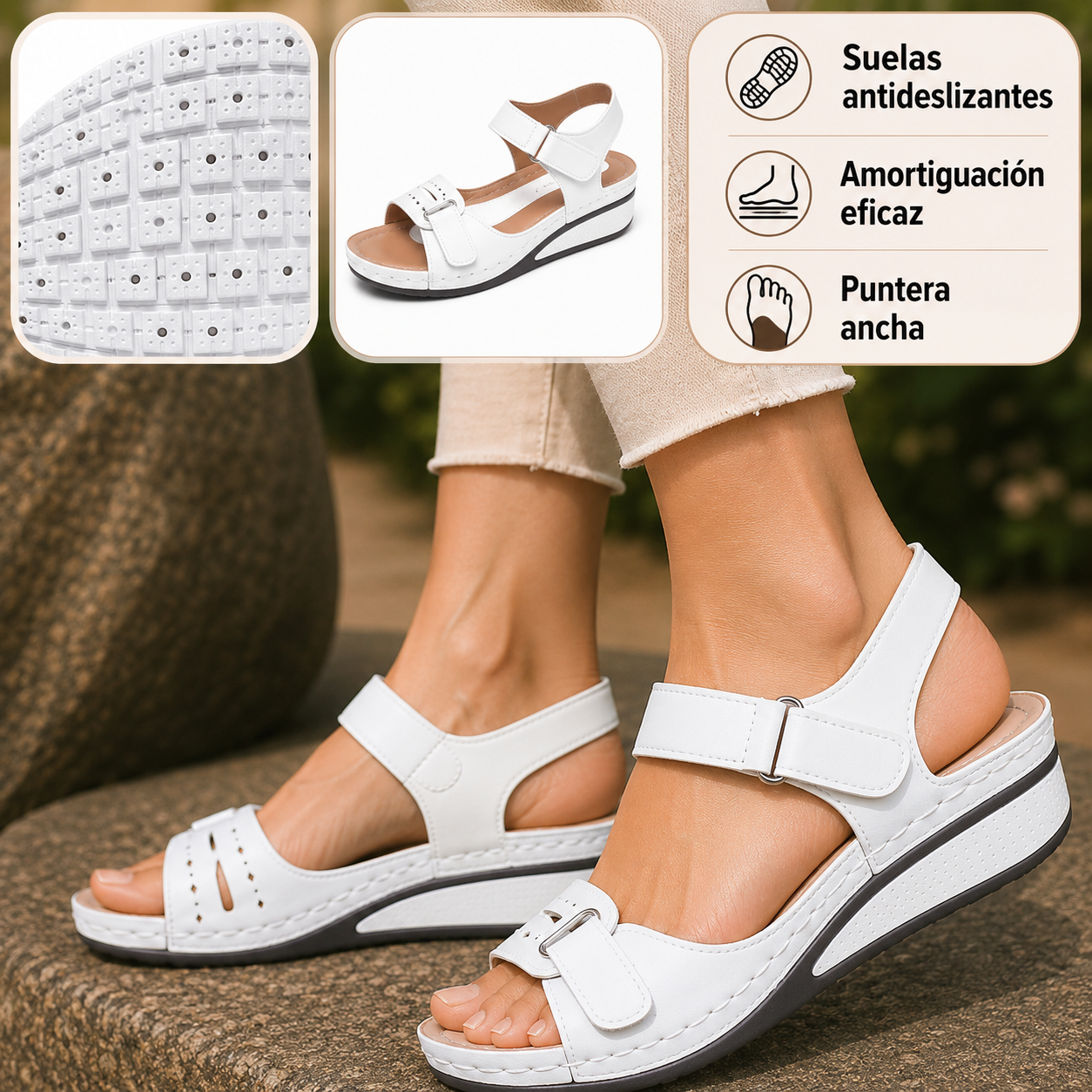 🔥50% de descuento hoy - ¡No te lo pierdas! Sandalias ortopédicas de verano, diseño ergonómico ✅Alivian el dolor, cómodas y transpirables, ajustables con cierre de velcro✅