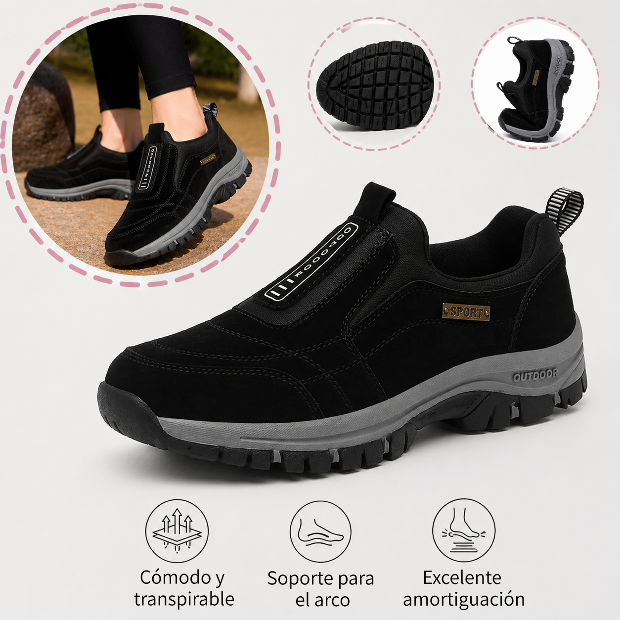 🎁 Oferta especial: 50% 🎁 Zapatos ortopédicos para caminar para hombre — Zapatos de gamuza cosidos a mano 👟 Impermeables y antideslizantes ✅ Soporte para el arco — Caminar cómodamente.