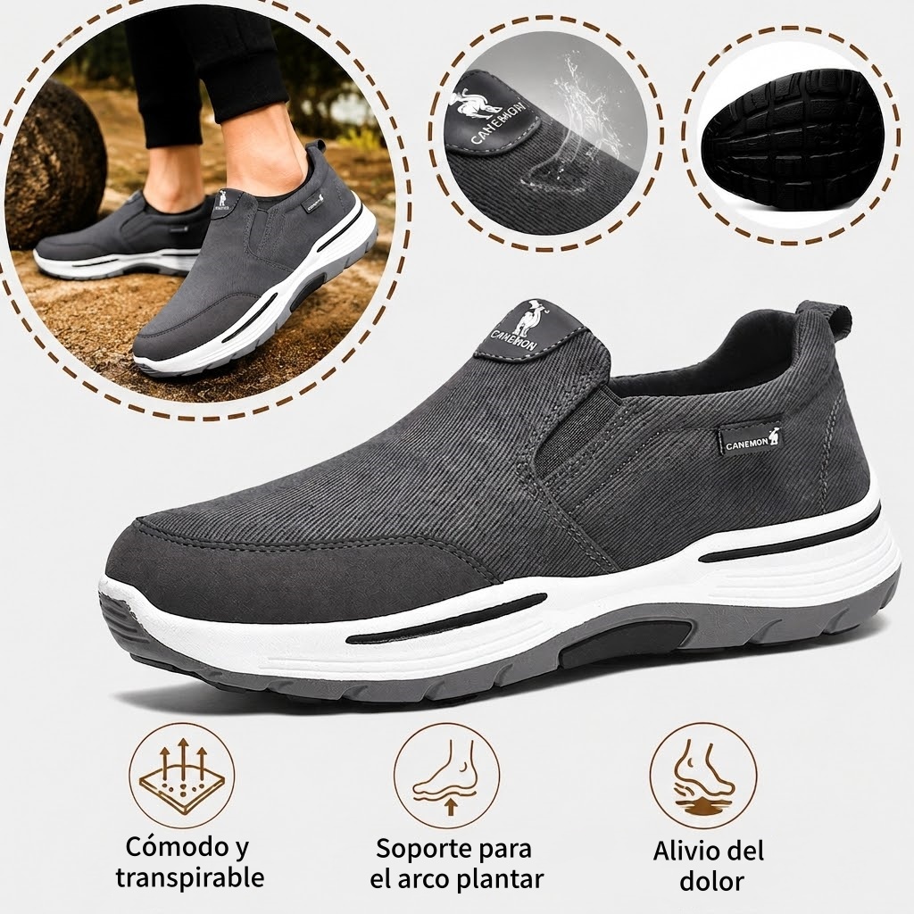 🔥 Oferta especial — Zapatos ortopédicos con diseño ergonómico ⏰ Zapatillas de lona ligeras y transpirables 👞 Soporte para el arco plantar para caminar con mayor comodidad.