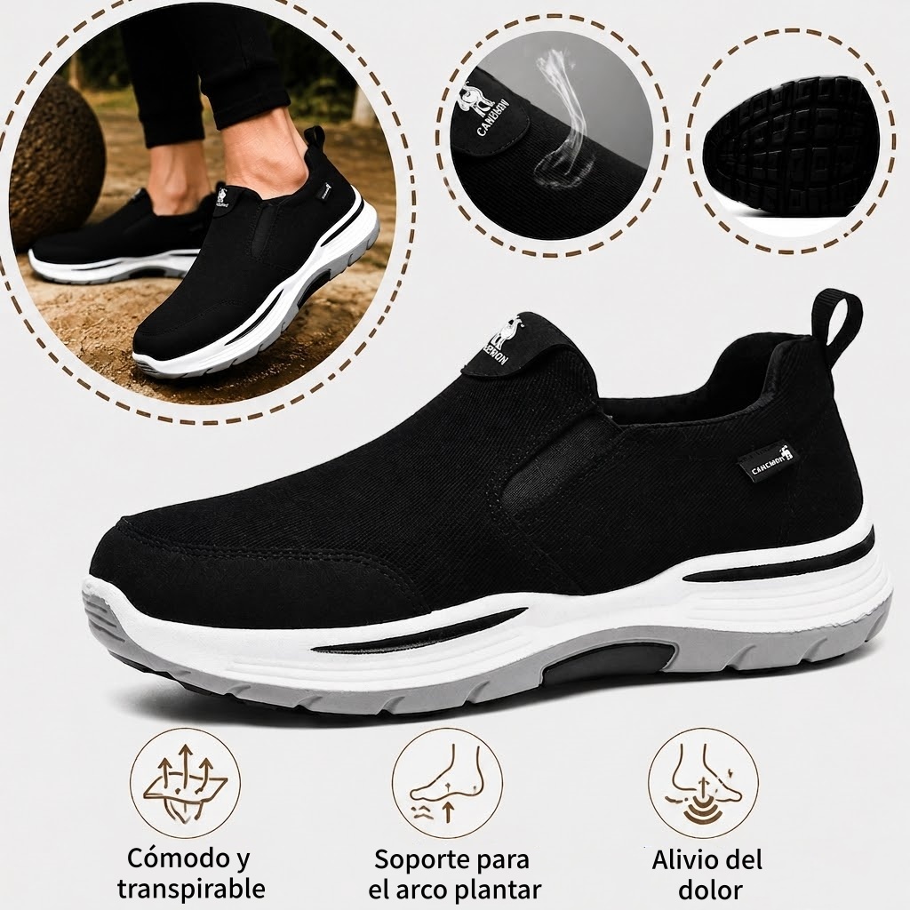 🔥 Oferta especial — Zapatos ortopédicos con diseño ergonómico ⏰ Zapatillas de lona ligeras y transpirables 👞 Soporte para el arco plantar para caminar con mayor comodidad.