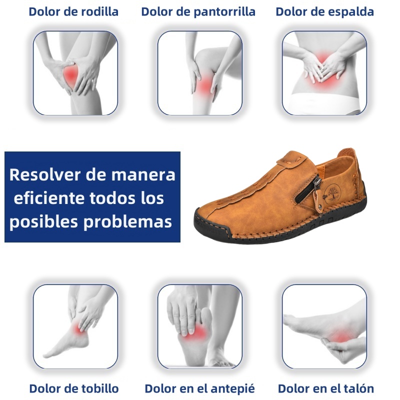 (🎉50% de descuento hoy, no te lo pierdas) 🐂 Zapatos ortopédicos de piel de becerro australiana para hombre 👞Cosidos a mano ✅Soporte de arco: caminar