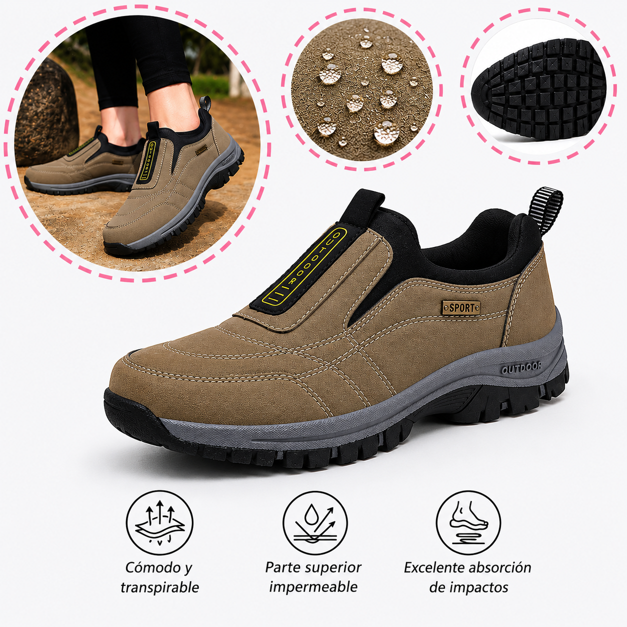 🎁 Oferta especial: 50% 🎁 Zapatos ortopédicos para caminar para hombre — Zapatos de gamuza cosidos a mano 👟 Impermeables y antideslizantes ✅ Soporte para el arco — Caminar cómodamente.