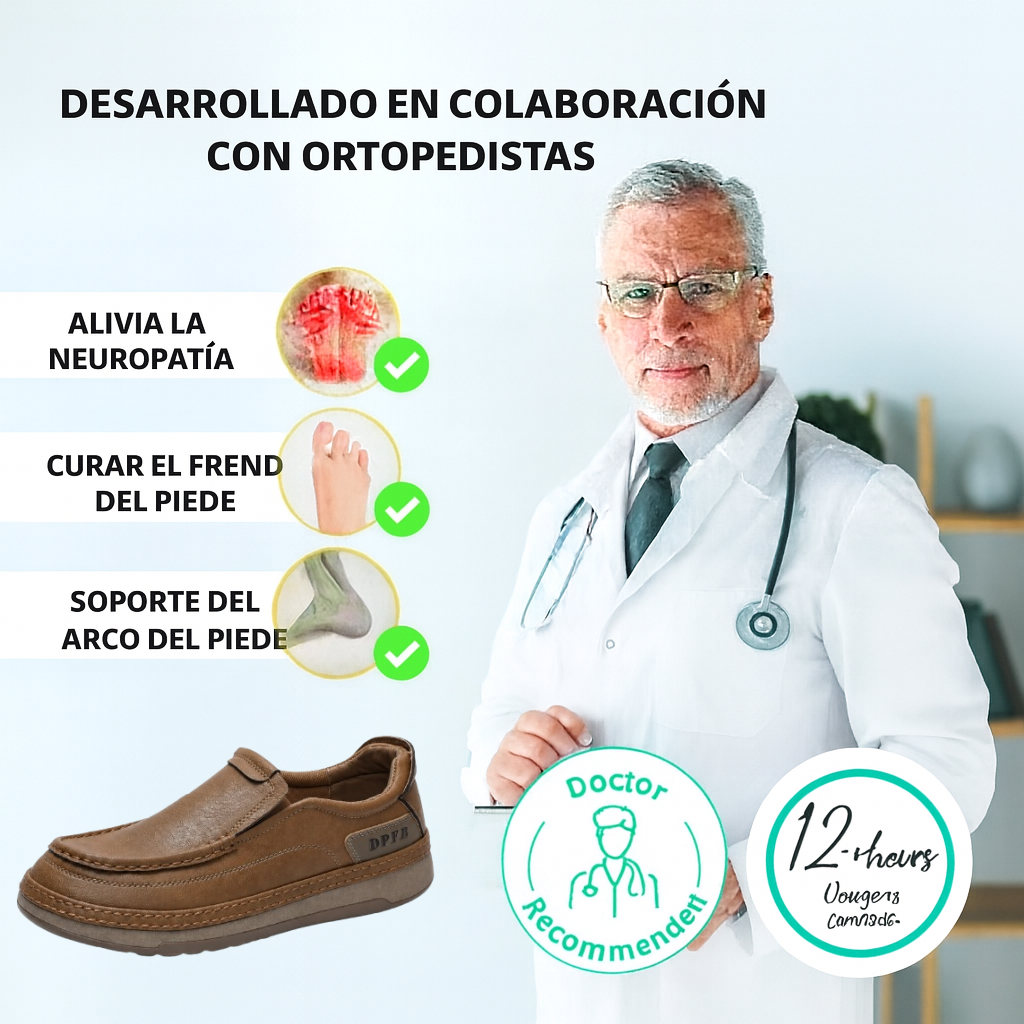 🎉 ¡50% de descuento hoy! Zapatos ortopédicos cómodos para hombre 🐂 Hechos con auténtica piel de vaca australiana 👞 Alivian el dolor de pies - Soporte para el arco ✅ Cómodos para caminar todo el día