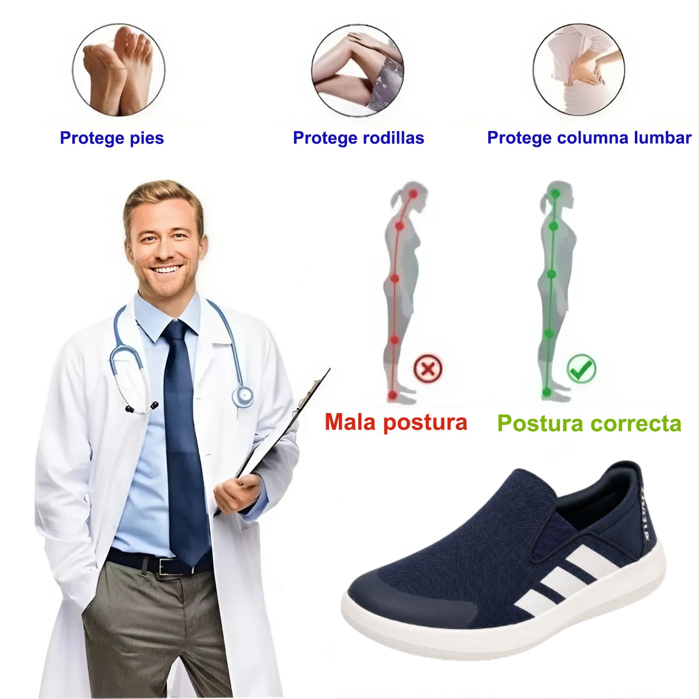 ⏰ Último día, 50% de descuento - ¡No te lo pierdas! ✅️ Zapatos premium sin cordones, con soporte para el arco del pie, ayudan a aliviar el dolor de pies - Diseño ergonómico
