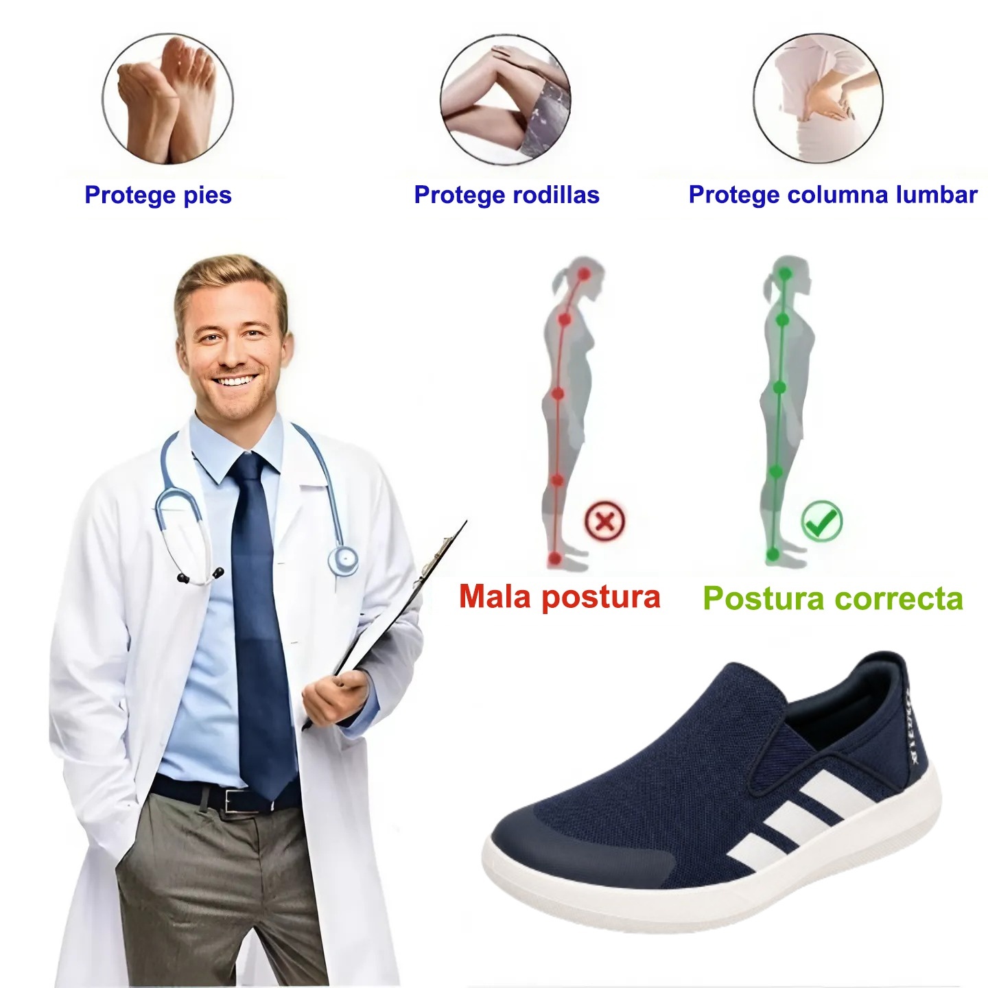 ⏰ Último día, 50% de descuento - ¡No te lo pierdas! ✅️ Zapatos premium sin cordones, con soporte para el arco del pie, ayudan a aliviar el dolor de pies - Diseño ergonómico