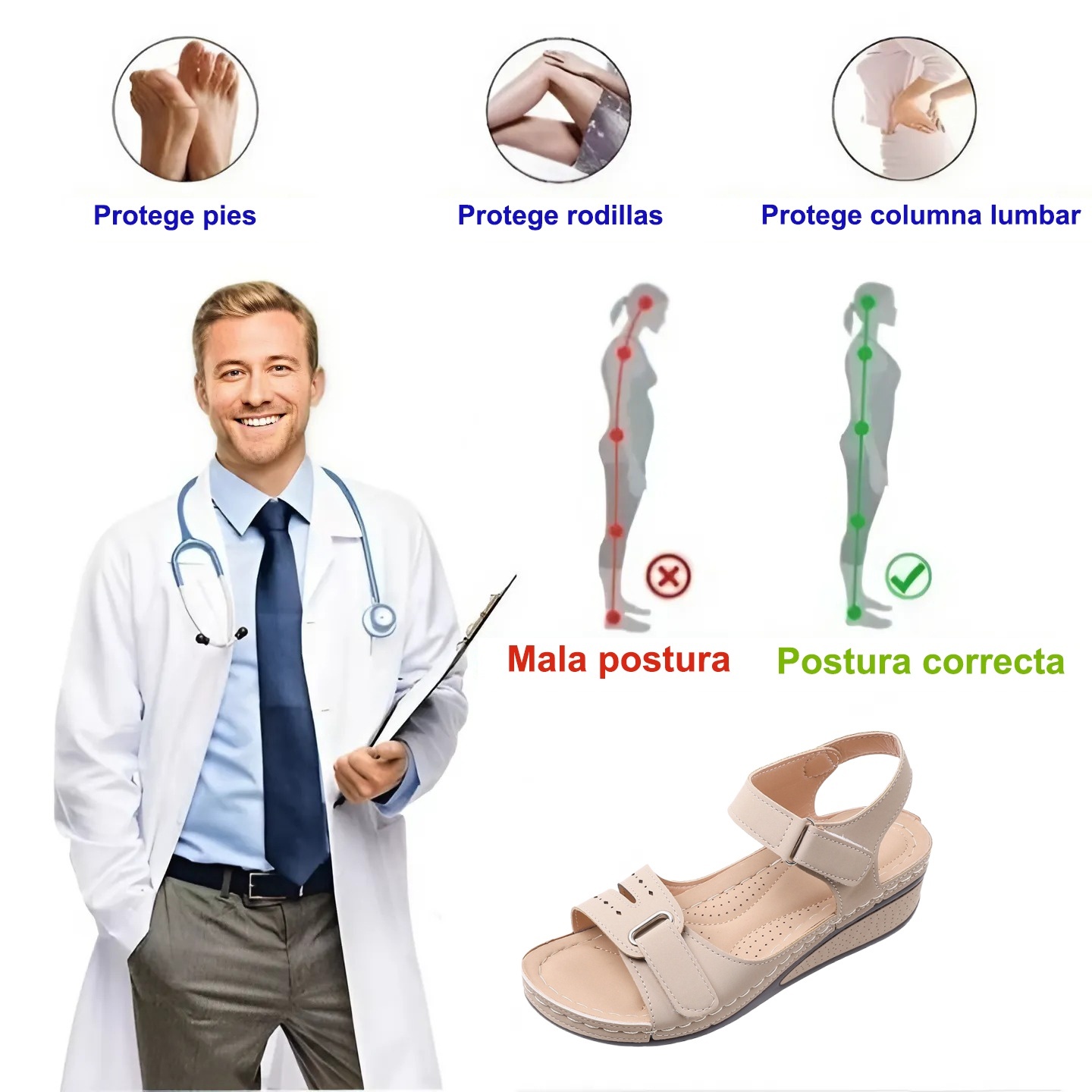 【🎁¡Mitad de precio hoy, no te lo pierdas!】 Sandalias ortopédicas ergonómicas: caminar sin dolor👞 Soporte de arco, caminar más cómodo