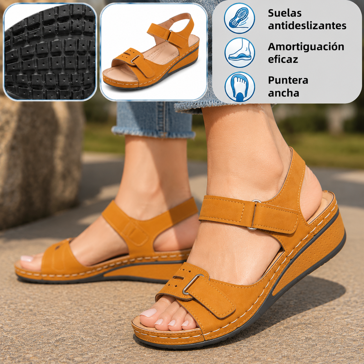 🔥50% de descuento hoy - ¡No te lo pierdas! Sandalias ortopédicas de verano, diseño ergonómico ✅Alivian el dolor, cómodas y transpirables, ajustables con cierre de velcro✅