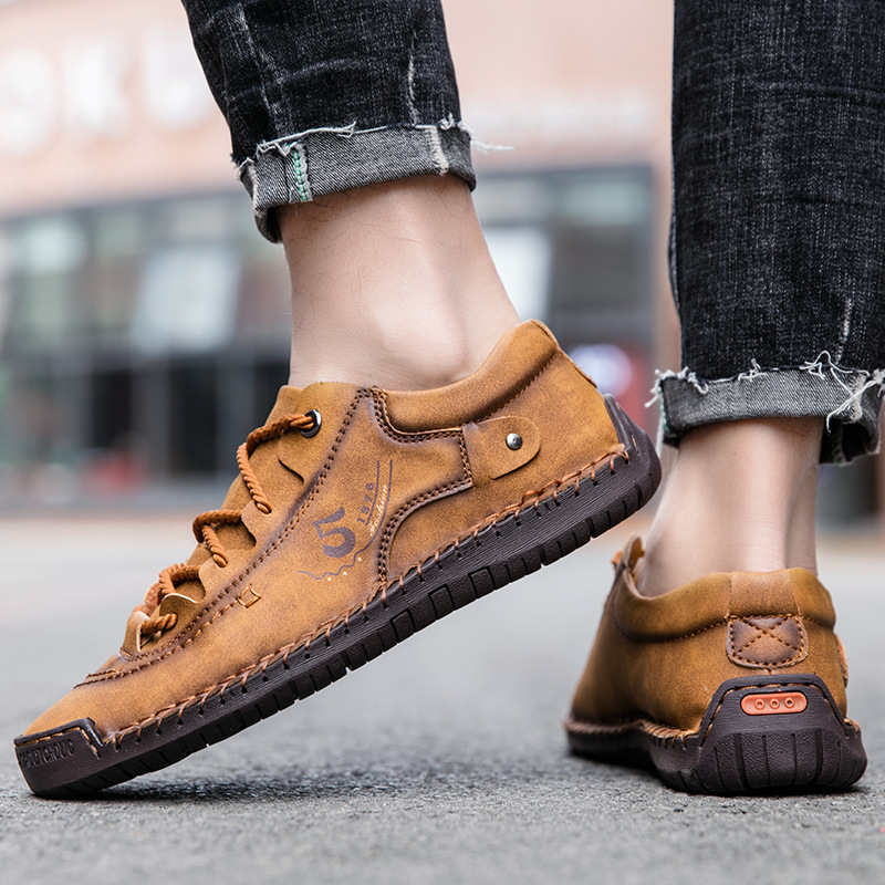 (🎉 Último día 70% de descuento, no te lo pierdas) 🐂 Zapatos ortopédicos de piel de becerro australiana para hombre 👞 Cosidos a mano, transpirables ✅ Soporte de arco: caminar cómodo