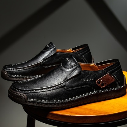 (🎉 Último día 70% de descuento, no te lo pierdas) 🐂 Zapatos ortopédicos de piel de becerro para hombre 👞 Cosidos a mano ✅ Soporte de arco: caminar cómodo