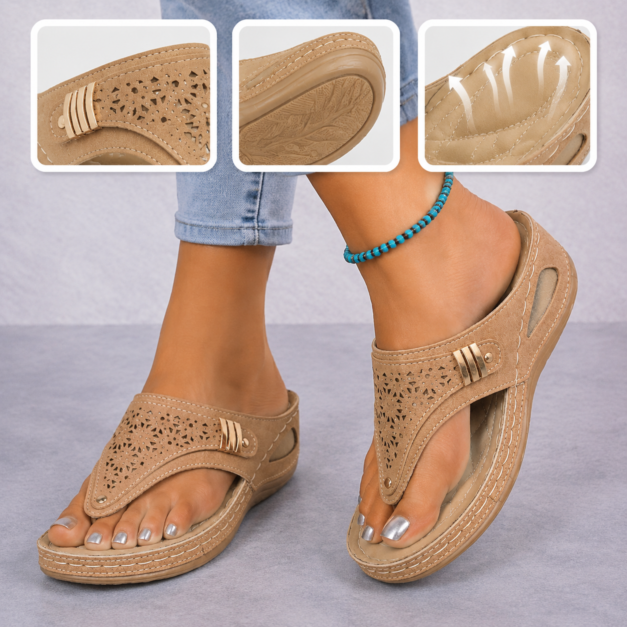 ⏰ ¡Último día! ¡50 % de descuento! ¡No te lo pierdas! ✅️ Sandalias cómodas con soporte para el arco del pie: alivian el dolor de pies y cuentan con un diseño ergonómico.