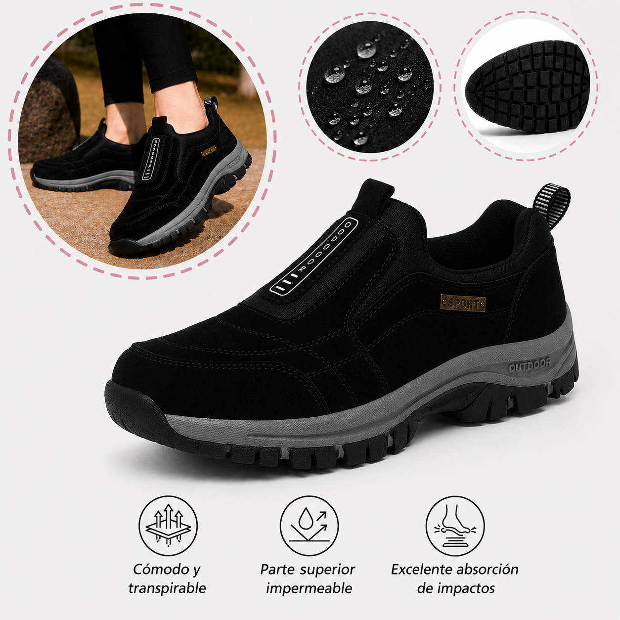 🎁 Oferta especial: 50% 🎁 Zapatos ortopédicos para caminar para hombre — Zapatos de gamuza cosidos a mano 👟 Impermeables y antideslizantes ✅ Soporte para el arco — Caminar cómodamente.