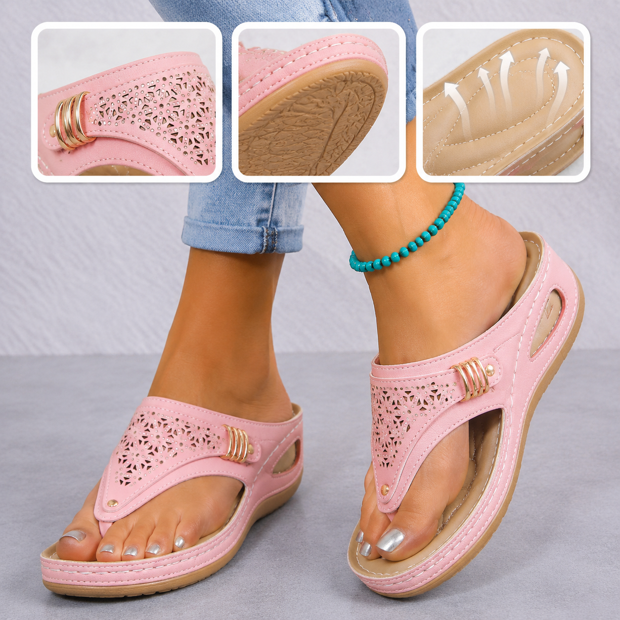 ⏰ ¡Último día! ¡50 % de descuento! ¡No te lo pierdas! ✅️ Sandalias cómodas con soporte para el arco del pie: alivian el dolor de pies y cuentan con un diseño ergonómico.