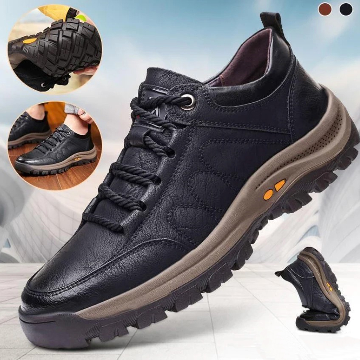 (🎉50% de descuento hoy, no te lo pierdas) 🐂 Zapatos ortopédicos de piel de becerro australiana para hombre 👞Cosidos a mano ✅Soporte de arco: caminar
