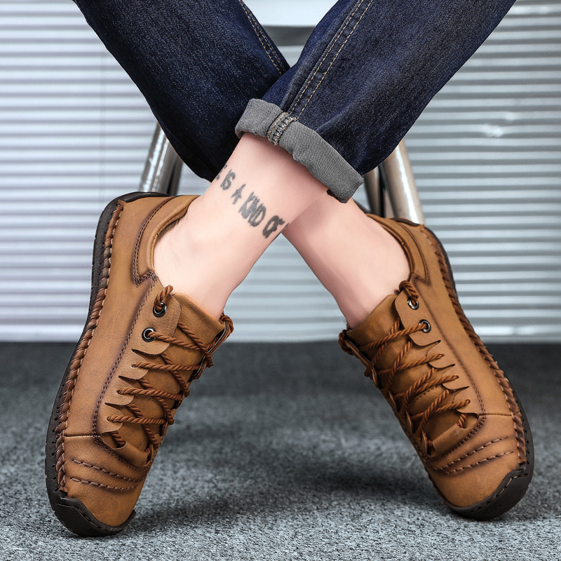 (🎉 Último día 70% de descuento, no te lo pierdas) 🐂 Zapatos ortopédicos de piel de becerro australiana para hombre 👞 Cosidos a mano, transpirables ✅ Soporte de arco: caminar cómodo