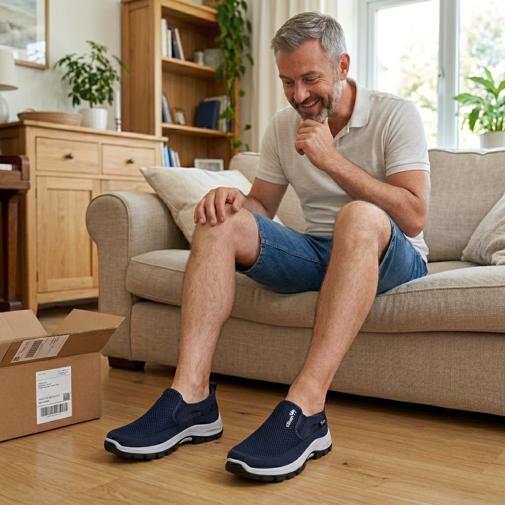 🔥 ¡50% de descuento hoy! 👞 Zapatos cómodos para caminar para hombre ✅ Alivian el dolor de pies ✅ Ligeros y transpirables, cómodos para caminar todo el día.