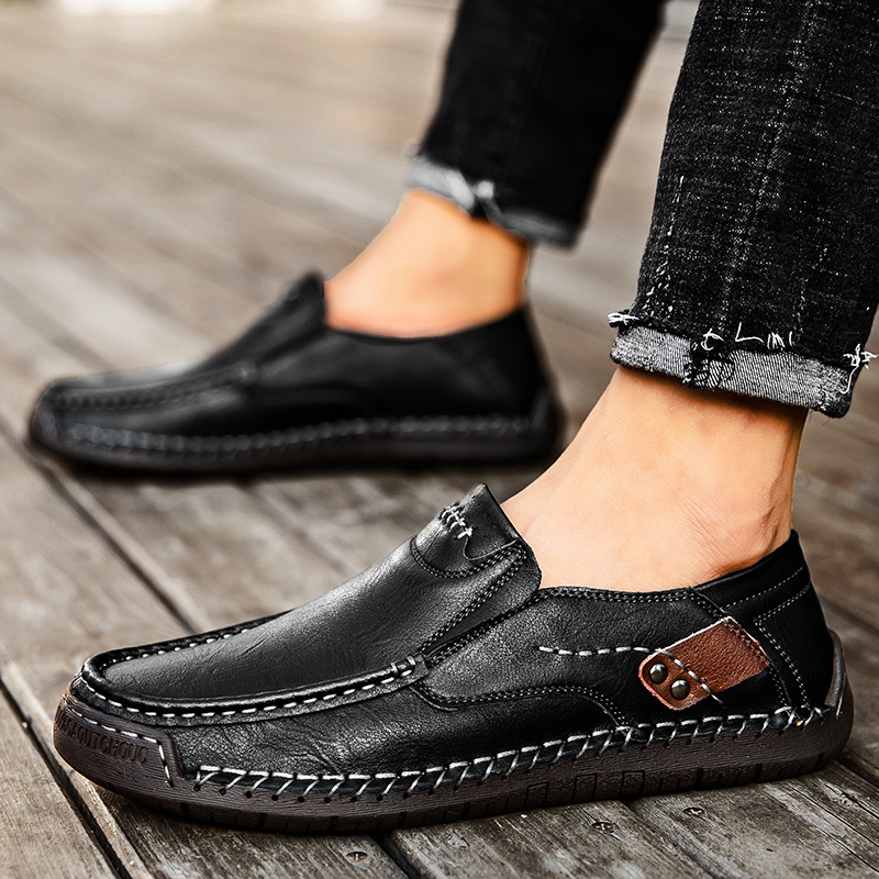 (🎉 Último día 70% de descuento, no te lo pierdas) 🐂 Zapatos ortopédicos de piel de becerro para hombre 👞 Cosidos a mano ✅ Soporte de arco: caminar cómodo