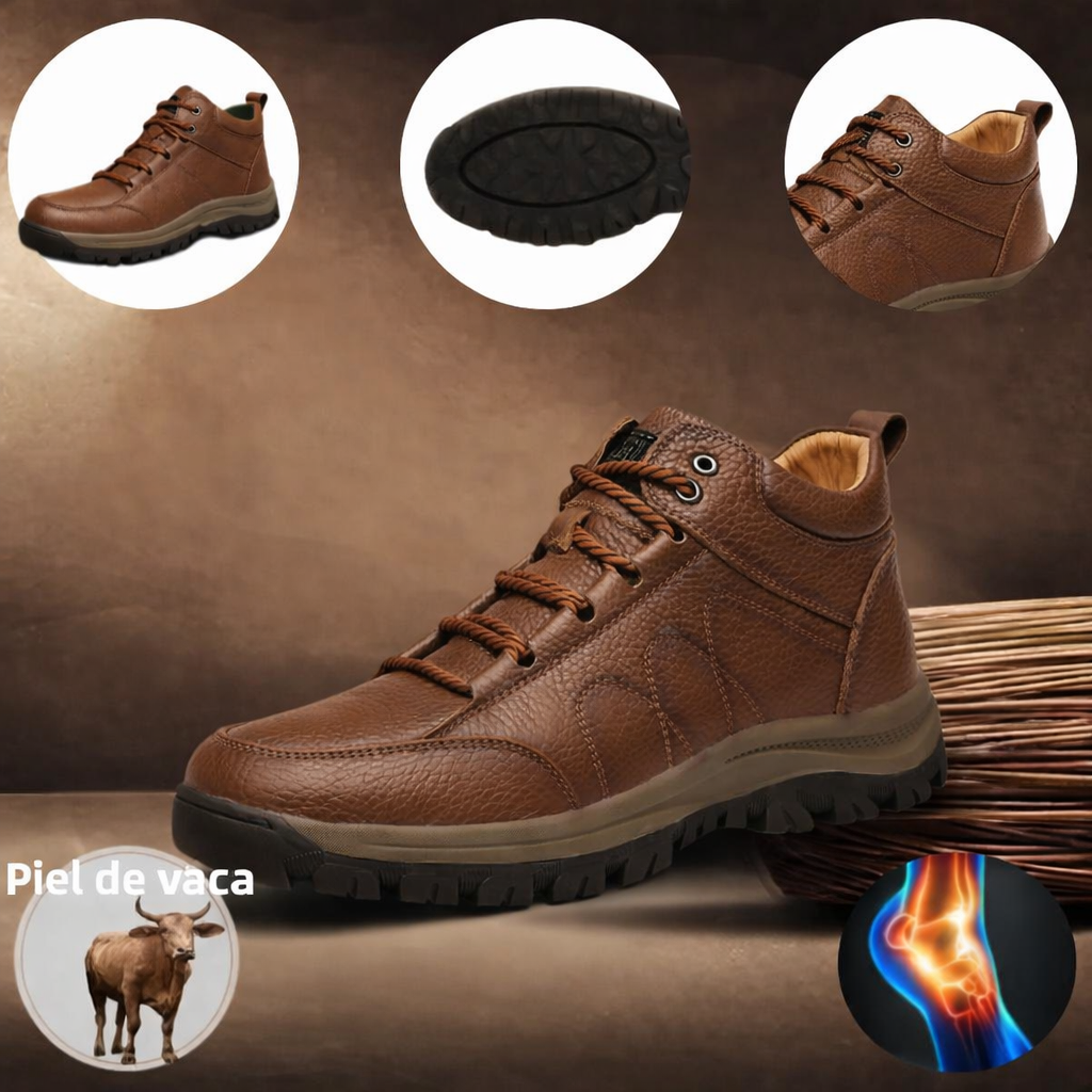 🎁Oferta por tiempo limitado🐂 Zapatos ortopédicos para hombre, hechos de piel de becerro australiana👞 Cosidos a mano, impermeables y antideslizantes✅, con soporte para el arco: caminar cómodamente.