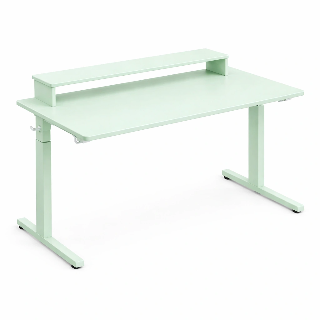 Bureau rglable vert avec tagre suprieure intgre-Rovtravo