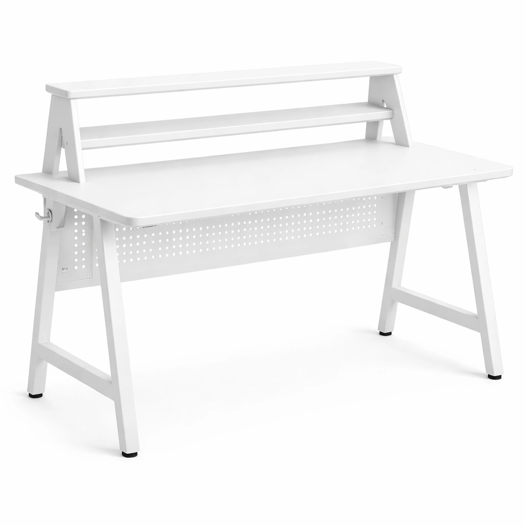 Bureau moderne blanc avec tagre et panneau perfor-Rovtravo
