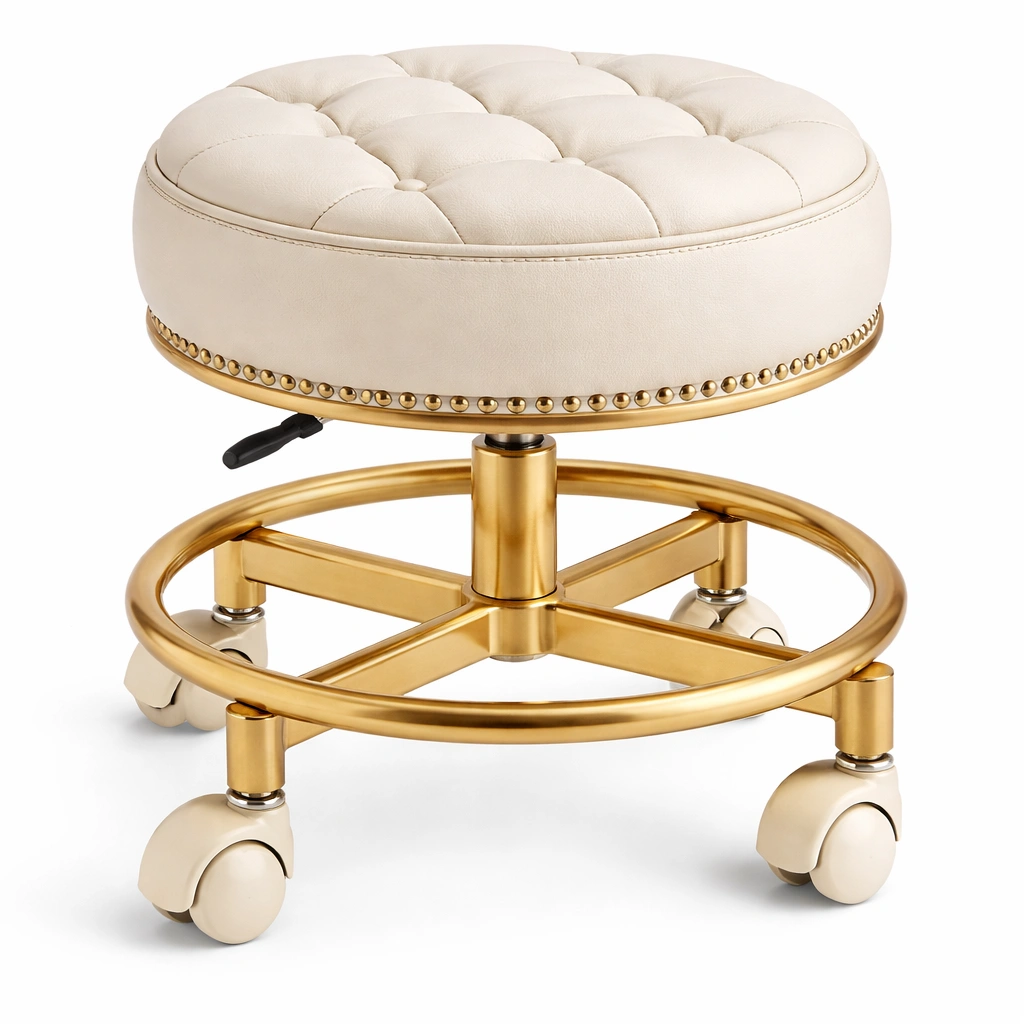 Tabouret pivotant en simili cuir crme-Rovtravo