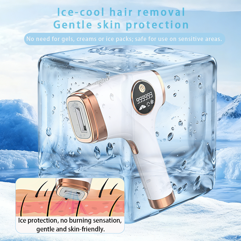 Ice-Cooling IPL Hair Removal Device – At-Home Laser Hair Removal Tool for Women, Gentle & Fast Body Hair Care, Portable Beauty Device