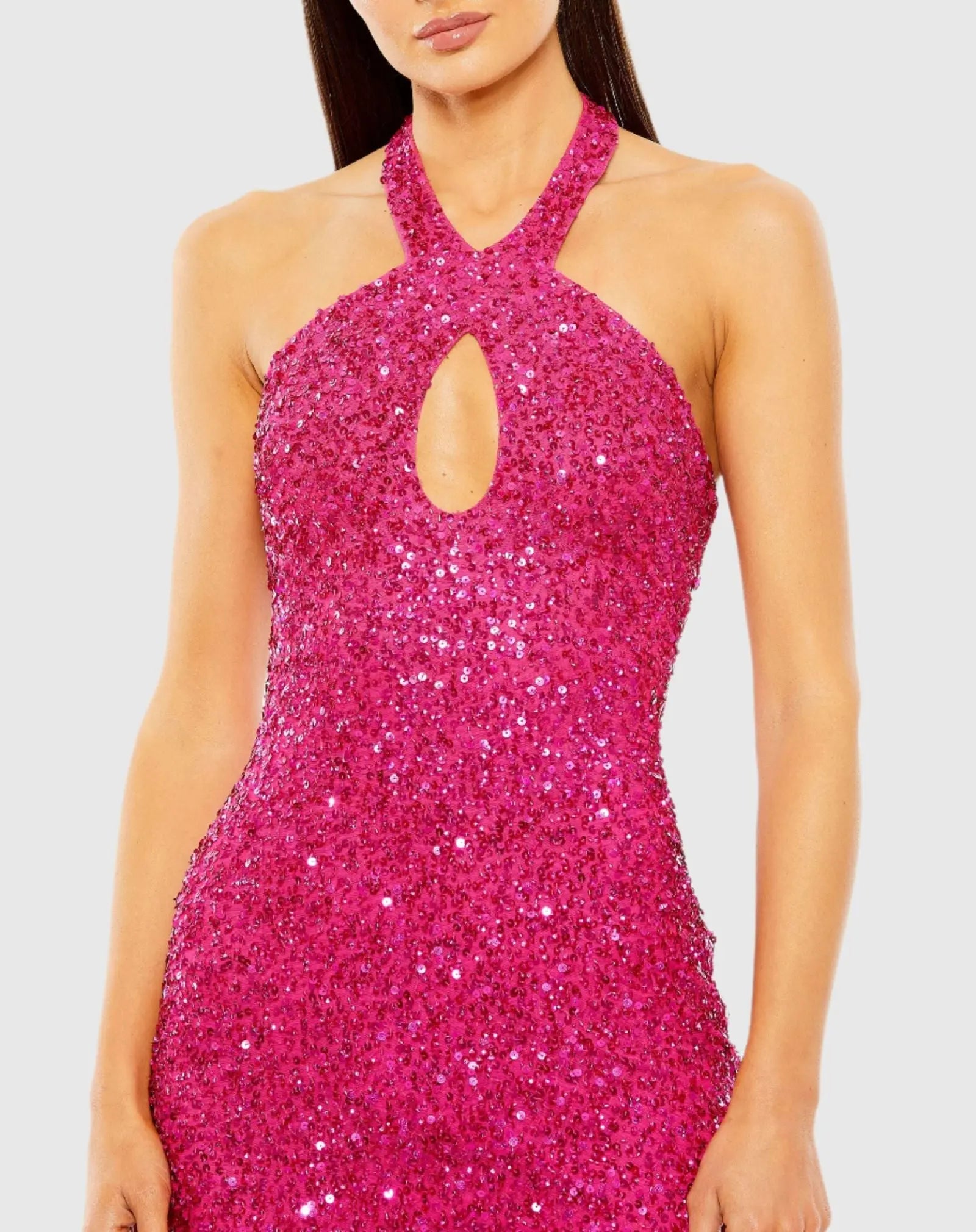 Pink Cross Front Keyhole Top Beaded Fringe Mini Dress - FINAL SALE-Myartka