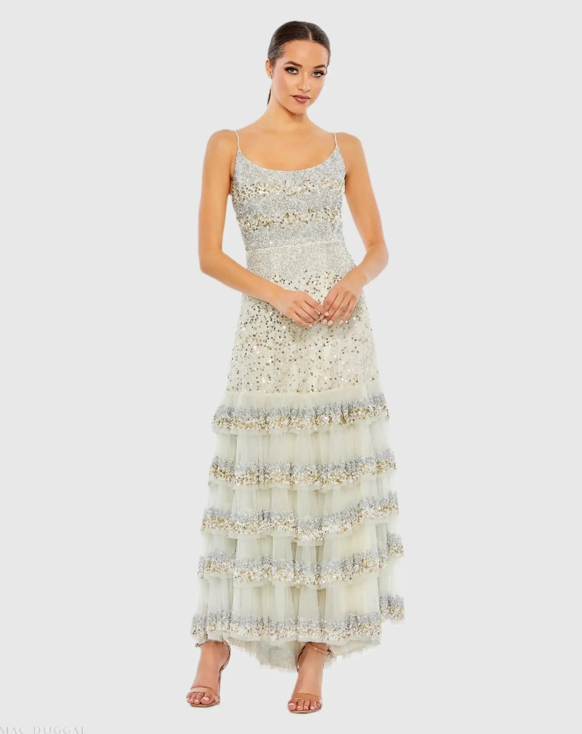 Embellished Scoop Neck Tiered Gown - FINAL SALE-Myartka