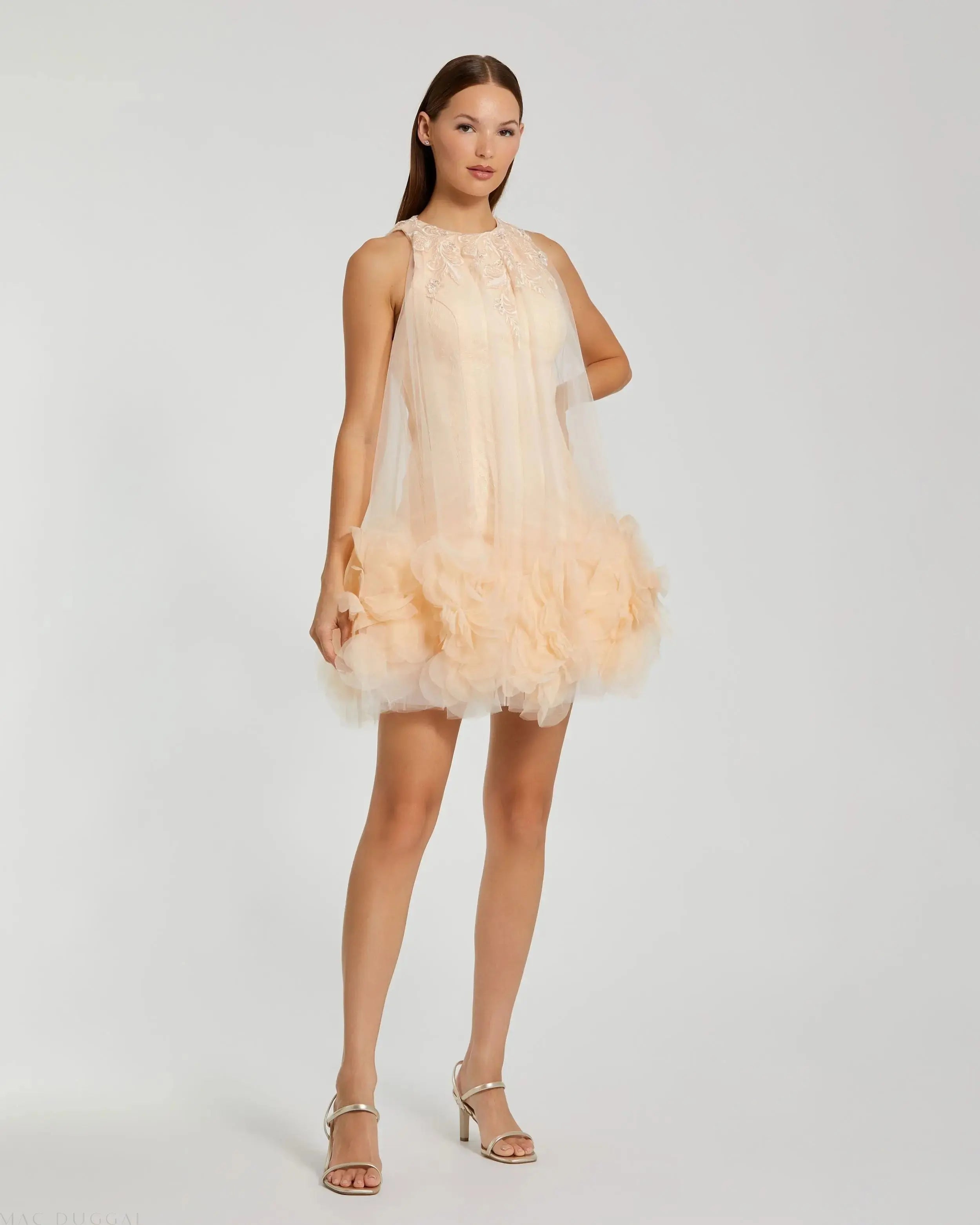 Pink Halter Neck Flowy Petal A Line Mini Dress - FINAL SALE-Myartka