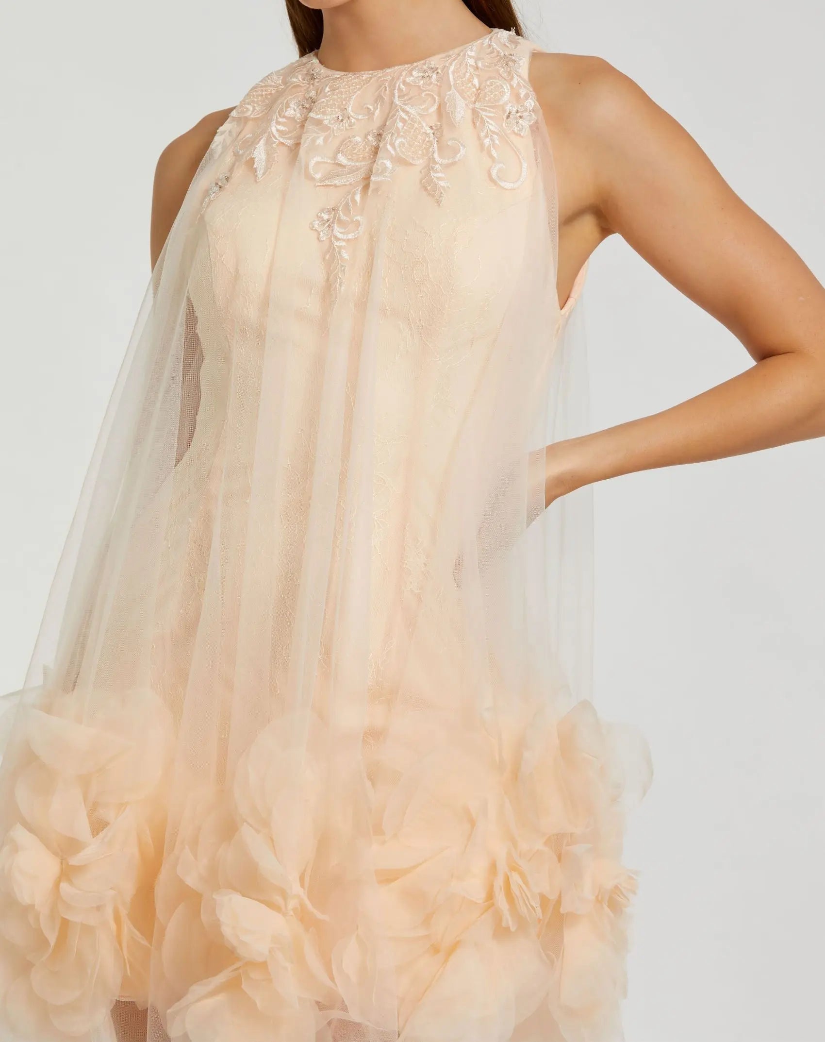 Pink Halter Neck Flowy Petal A Line Mini Dress - FINAL SALE-Myartka